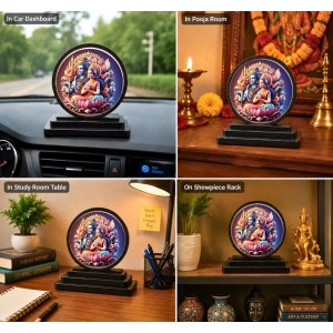 Car Dashboard Wooden Lord Shiva and Goddess Parvati Showpiece | 4 X 4.5 Inch Sublimation Printed Decorative Stand | 4 Mm MDF | Home Decor | Made in India (F33701) Car Dashboard Wooden Lord Shiva and Goddess Parvati Showpiece | 4 X 4.5 Inch Sublimation Printed Decorative Stand | 4 Mm MDF | Home Decor | Made in India (F33701)