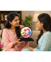 Car Dashboard Wooden Love Birds Showpiece | 4 X 4.5 Inch Sublimation Printed Decorative Stand | 4 Mm MDF | Home Decor | Made in India (F33507)