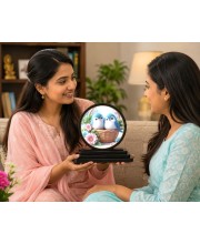 Car Dashboard Wooden Two Plush Blue Birds Showpiece | 4 X 4.5 Inch Sublimation Printed Decorative Stand | 4 Mm MDF | Home Decor | Made in India (F33503)