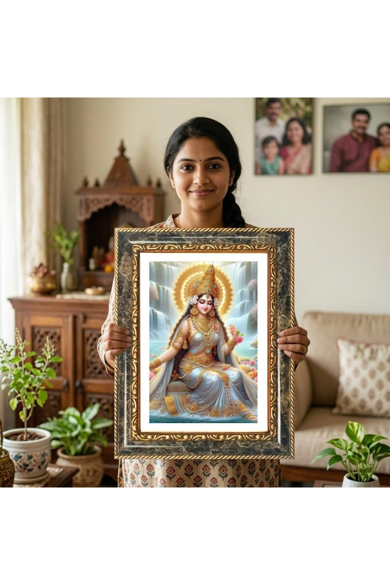 Saraswati Decorative Photo Frame With White Mount | Premium Wall & Tabletop Picture Frame | Home, Office & Temple Decoration | 8x12 Inch (Pack Of 1) (F31474)