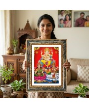 Woman Holding A Diya. Decorative Photo Frame With White Mount | Premium Wall & Tabletop Picture Frame | Home, Office & Temple Decoration | 12x16 Inch (Pack Of 1) (F33148)