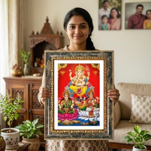 Woman Holding A Diya. Decorative Photo Frame With White Mount | Premium Wall & Tabletop Picture Frame | Home, Office & Temple Decoration | 12x16 Inch (Pack Of 1) (F33148) Woman Holding A Diya. Decorative Photo Frame With White Mount | Premium Wall & Tabletop Picture Frame | Home, Office & Temple Decoration | 12x16 Inch (Pack Of 1) (F33148)