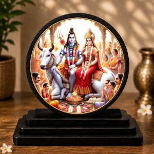 Car Dashboard Wooden Lord Shiva and Goddess Parvati Showpiece | 4 X 4.5 Inch Sublimation Printed Decorative Stand | 4 Mm MDF | Home Decor | Made in India (F33693) Car Dashboard Wooden Lord Shiva and Goddess Parvati Showpiece | 4 X 4.5 Inch Sublimation Printed Decorative Stand | 4 Mm MDF | Home Decor | Made in India (F33693)