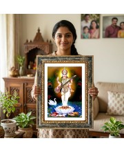 Saraswati Decorative Photo Frame With White Mount | Premium Wall & Tabletop Picture Frame | Home, Office & Temple Decoration | 10x14 Inch (Pack Of 1) (F31528)