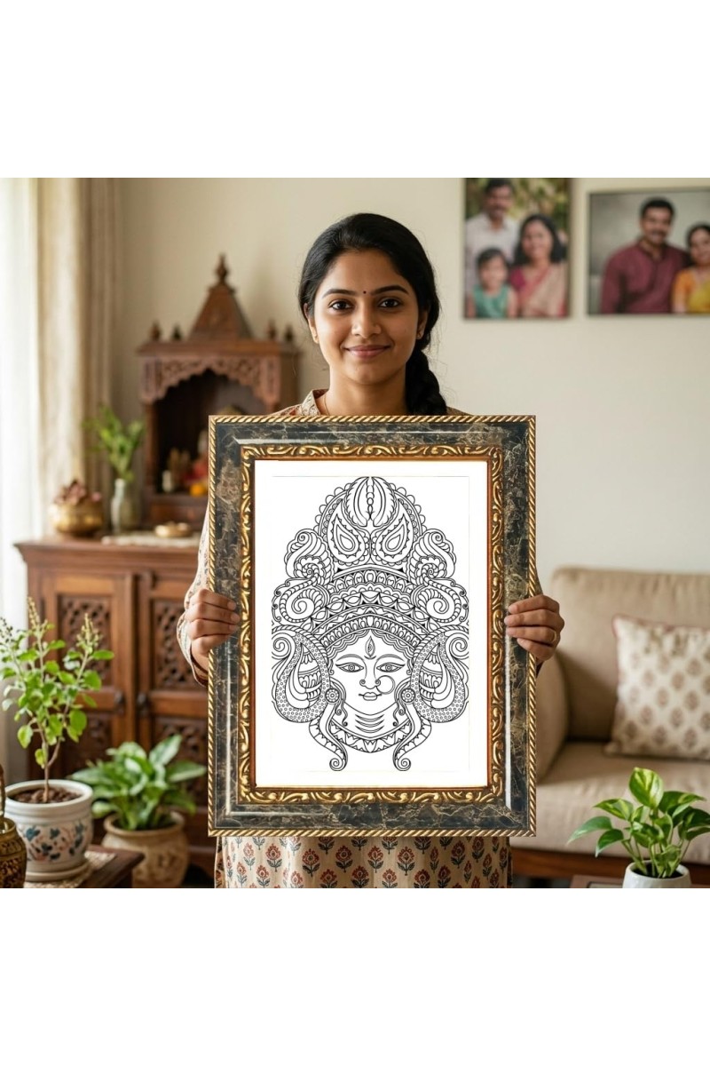 Medusa Decorative Photo Frame With White Mount | Premium Wall & Tabletop Picture Frame | Home, Office & Temple Decoration | 10x14 Inch (Pack Of 1) (F33182)