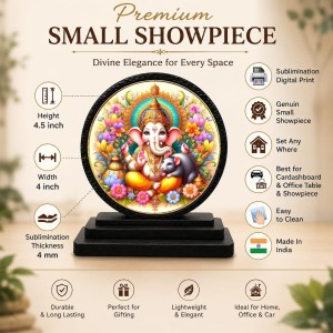 Car Dashboard Wooden Lord Ganeshaa Showpiece | 4 X 4.5 Inch Sublimation Printed Decorative Stand | 4 Mm MDF | Home Decor | Made in India (F33686) Car Dashboard Wooden Lord Ganeshaa Showpiece | 4 X 4.5 Inch Sublimation Printed Decorative Stand | 4 Mm MDF | Home Decor | Made in India (F33686)