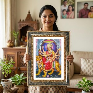 Goddess Durga Decorative Photo Frame With White Mount | Premium Wall & Tabletop Picture Frame | Home, Office & Temple Decoration | 10x14 Inch (Pack Of 1) (F33015) Goddess Durga Decorative Photo Frame With White Mount | Premium Wall & Tabletop Picture Frame | Home, Office & Temple Decoration | 10x14 Inch (Pack Of 1) (F33015)