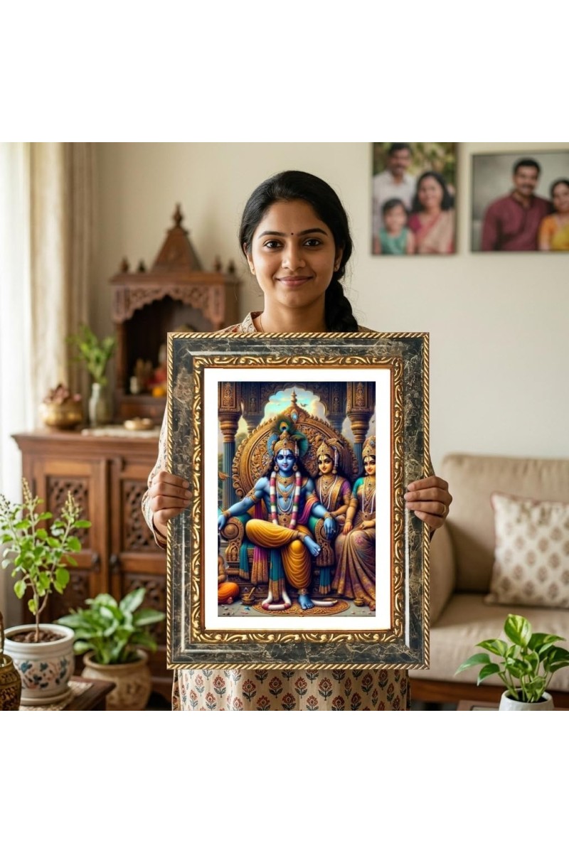 Ram Darbar Decorative Photo Frame With White Mount | Premium Wall & Tabletop Picture Frame | Home, Office & Temple Decoration | 8x12 Inch (Pack Of 1) (F33013)