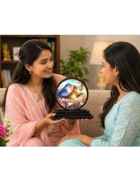 Car Dashboard Wooden Birds in A Nest Showpiece | 4 X 4.5 Inch Sublimation Printed Decorative Stand | 4 Mm MDF | Home Decor | Made in India (F33523)