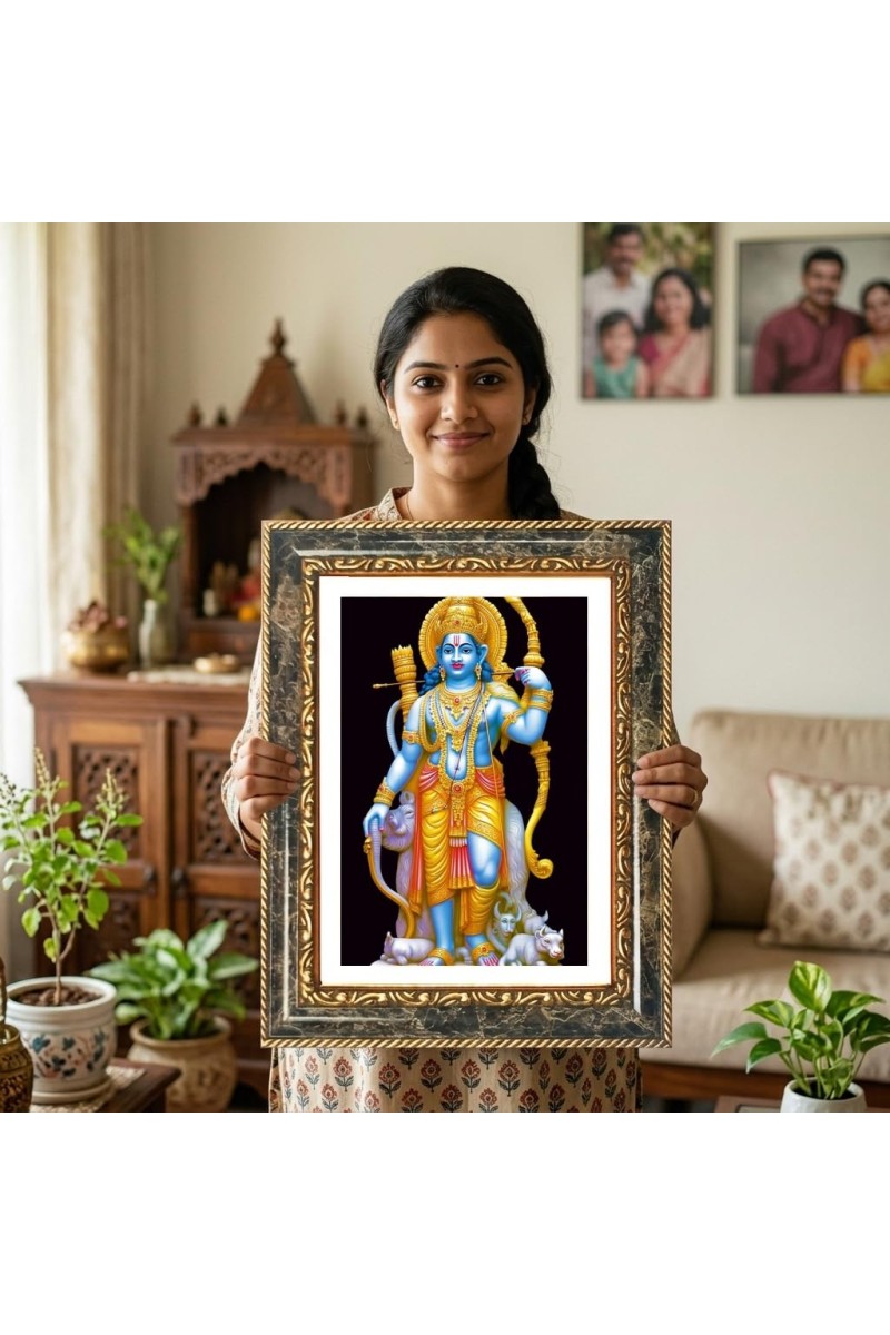Rama Decorative Photo Frame With White Mount | Premium Wall & Tabletop Picture Frame | Home, Office & Temple Decoration | 10x14 Inch (Pack Of 1) (F32526)