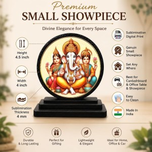 Car Dashboard Wooden Ganesha Ji with Ridhi Sidhi Showpiece | 4 X 4.5 Inch Sublimation Printed Decorative Stand | 4 Mm MDF | Home Decor | Made in India (F33690) Car Dashboard Wooden Ganesha Ji with Ridhi Sidhi Showpiece | 4 X 4.5 Inch Sublimation Printed Decorative Stand | 4 Mm MDF | Home Decor | Made in India (F33690)