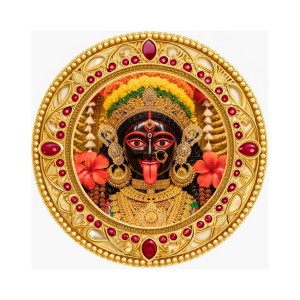 Goddess Kali Fridge Magnet Wooden | Glossy Sublimation Print | 4x4 Inch | Strong Magnet Back | Decorative Magnet for Fridge, Almirah & Temple Decor (F23707)