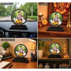 Car Dashboard Wooden Lord Krishna Showpiece | 4 X 4.5 Inch Sublimation Printed Decorative Stand | 4 Mm MDF | Home Decor | Made in India (F33516) Car Dashboard Wooden Lord Krishna Showpiece | 4 X 4.5 Inch Sublimation Printed Decorative Stand | 4 Mm MDF | Home Decor | Made in India (F33516)