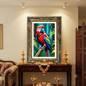 Parrot Decorative Photo Frame With White Mount | Premium Wall & Tabletop Picture Frame | Home, Office & Temple Decoration | 8x12 Inch (Pack Of 1) (F31335)