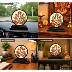 Car Dashboard Wooden Ganesha Ji with Ridhi Sidhi Showpiece | 4 X 4.5 Inch Sublimation Printed Decorative Stand | 4 Mm MDF | Home Decor | Made in India (F33690) Car Dashboard Wooden Ganesha Ji with Ridhi Sidhi Showpiece | 4 X 4.5 Inch Sublimation Printed Decorative Stand | 4 Mm MDF | Home Decor | Made in India (F33690)