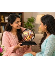 Car Dashboard Wooden Lord Krishna and Arjuna Showpiece | 4 X 4.5 Inch Sublimation Printed Decorative Stand | 4 Mm MDF | Home Decor | Made in India (F33495)