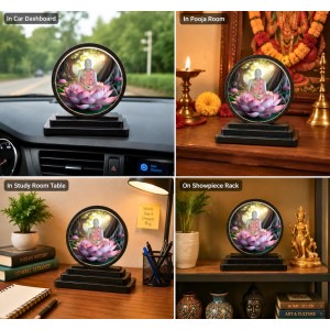 Car Dashboard Wooden Sri Ramakrishna Paramahamsa Showpiece | 4 X 4.5 Inch Sublimation Printed Decorative Stand | 4 Mm MDF | Home Decor | Made in India (F33256)