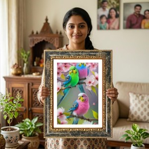 Parakeets Decorative Photo Frame With White Mount | Premium Wall & Tabletop Picture Frame | Home, Office & Temple Decoration | 8x12 Inch (Pack Of 1) (F32384) Parakeets Decorative Photo Frame With White Mount | Premium Wall & Tabletop Picture Frame | Home, Office & Temple Decoration | 8x12 Inch (Pack Of 1) (F32384)
