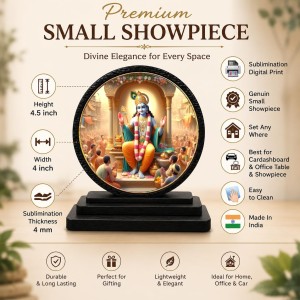 Car Dashboard Wooden Lord Vishnu Showpiece | 4 X 4.5 Inch Sublimation Printed Decorative Stand | 4 Mm MDF | Home Decor | Made in India (F33264)
