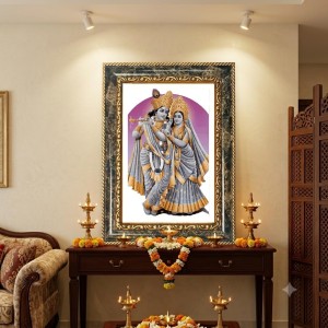 Radhaa Krishna Decorative Photo Frame With White Mount | Premium Wall & Tabletop Picture Frame | Home, Office & Temple Decoration | 8x12 Inch (Pack Of 1) (F31403)