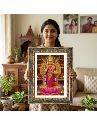 Goddess Lakshmi Decorative Photo Frame With White Mount | Premium Wall & Tabletop Picture Frame | Home, Office & Temple Decoration | 8x12 Inch (Pack Of 1) (F31250)