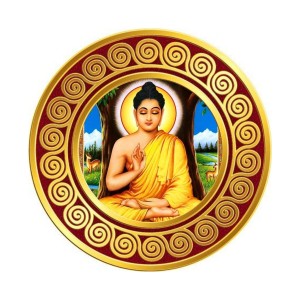 Gautama Buddha Fridge Magnet Wooden | Glossy Sublimation Print | 4x4 Inch | Strong Magnet Back | Decorative Magnet for Fridge, Almirah & Temple Decor (F23724)
