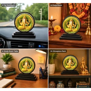 Car Dashboard Wooden Lord Ganeshaa Showpiece | 4 X 4.5 Inch Sublimation Printed Decorative Stand | 4 Mm MDF | Home Decor | Made in India (F33744) Car Dashboard Wooden Lord Ganeshaa Showpiece | 4 X 4.5 Inch Sublimation Printed Decorative Stand | 4 Mm MDF | Home Decor | Made in India (F33744)