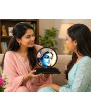 Car Dashboard Wooden Lord Krishna Showpiece | 4 X 4.5 Inch Sublimation Printed Decorative Stand | 4 Mm MDF | Home Decor | Made in India (F33755)