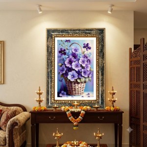 Violets In A Basket Decorative Photo Frame With White Mount | Premium Wall & Tabletop Picture Frame | Home, Office & Temple Decoration | 10x14 Inch (Pack Of 1) (F32391) Violets In A Basket Decorative Photo Frame With White Mount | Premium Wall & Tabletop Picture Frame | Home, Office & Temple Decoration | 10x14 Inch (Pack Of 1) (F32391)