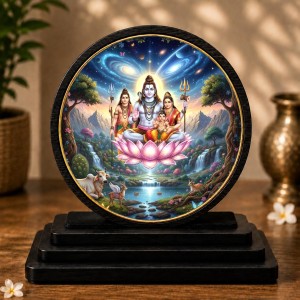 Car Dashboard Wooden Lord Shiva and His Family Showpiece | 4 X 4.5 Inch Sublimation Printed Decorative Stand | 4 Mm MDF | Home Decor | Made in India (F33316) Car Dashboard Wooden Lord Shiva and His Family Showpiece | 4 X 4.5 Inch Sublimation Printed Decorative Stand | 4 Mm MDF | Home Decor | Made in India (F33316)
