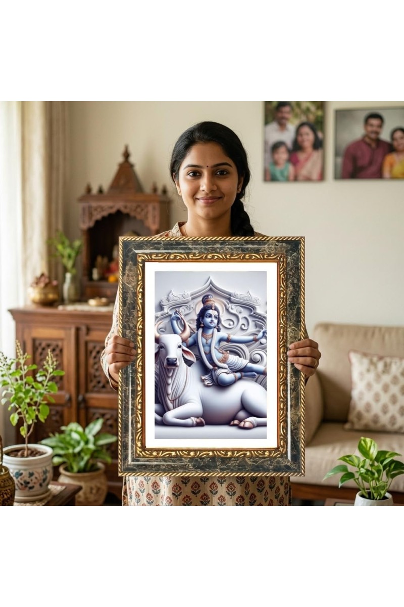 Medusa Decorative Photo Frame With White Mount | Premium Wall & Tabletop Picture Frame | Home, Office & Temple Decoration | 12x16 Inch (Pack Of 1) (F33200)