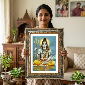 Sai Baba Decorative Photo Frame With White Mount | Premium Wall & Tabletop Picture Frame | Home, Office & Temple Decoration | 12x16 Inch (Pack Of 1) (F31096)