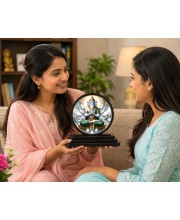 Car Dashboard Wooden Lord Brahma Showpiece | 4 X 4.5 Inch Sublimation Printed Decorative Stand | 4 Mm MDF | Home Decor | Made in India (F33414)