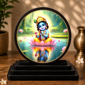 Car Dashboard Wooden Lord Krishna Showpiece | 4 X 4.5 Inch Sublimation Printed Decorative Stand | 4 Mm MDF | Home Decor | Made in India (F33658) Car Dashboard Wooden Lord Krishna Showpiece | 4 X 4.5 Inch Sublimation Printed Decorative Stand | 4 Mm MDF | Home Decor | Made in India (F33658)