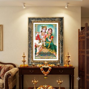 Radhaa Krishna Decorative Photo Frame With White Mount | Premium Wall & Tabletop Picture Frame | Home, Office & Temple Decoration | 10x14 Inch (Pack Of 1) (F33077)