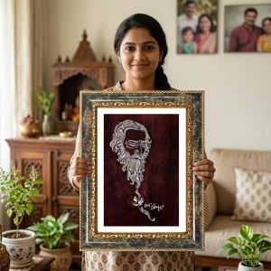 Rabindranath Tagore Decorative Photo Frame With White Mount | Premium Wall & Tabletop Picture Frame | Home, Office & Temple Decoration | 8x12 Inch (Pack Of 1) (F32351)
