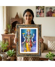 Vishnu Decorative Photo Frame With White Mount | Premium Wall & Tabletop Picture Frame | Home, Office & Temple Decoration | 8x12 Inch (Pack Of 1) (F32610)