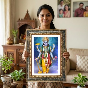 Vishnu Decorative Photo Frame With White Mount | Premium Wall & Tabletop Picture Frame | Home, Office & Temple Decoration | 8x12 Inch (Pack Of 1) (F32610) Vishnu Decorative Photo Frame With White Mount | Premium Wall & Tabletop Picture Frame | Home, Office & Temple Decoration | 8x12 Inch (Pack Of 1) (F32610)