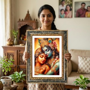Radhaa Krishna Decorative Photo Frame With White Mount | Premium Wall & Tabletop Picture Frame | Home, Office & Temple Decoration | 8x12 Inch (Pack Of 1) (F31588) Radhaa Krishna Decorative Photo Frame With White Mount | Premium Wall & Tabletop Picture Frame | Home, Office & Temple Decoration | 8x12 Inch (Pack Of 1) (F31588)