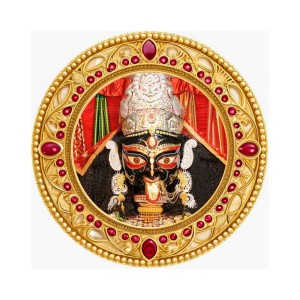Goddess Kali Fridge Magnet Wooden | Glossy Sublimation Print | 4x4 Inch | Strong Magnet Back | Decorative Magnet for Fridge, Almirah & Temple Decor (F23708)