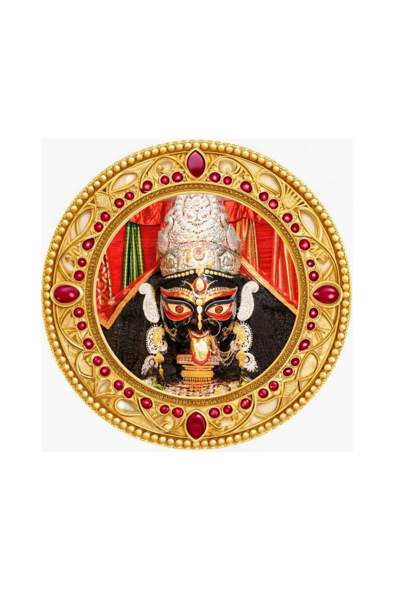 Goddess Kali Fridge Magnet Wooden | Glossy Sublimation Print | 4x4 Inch | Strong Magnet Back | Decorative Magnet for Fridge, Almirah & Temple Decor (F23708)