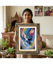 Rainbow Eagle Design Decorative Photo Frame With White Mount | Premium Wall & Tabletop Picture Frame | Home, Office & Temple Decoration | 10x14 Inch (Pack Of 1) (F32574)