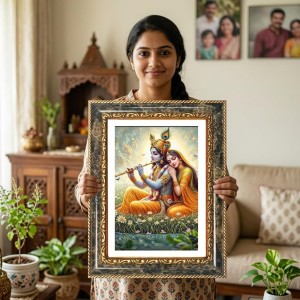 Radhaa And Krishna Decorative Photo Frame With White Mount | Premium Wall & Tabletop Picture Frame | Home, Office & Temple Decoration | 8x12 Inch (Pack Of 1) (F32515) Radhaa And Krishna Decorative Photo Frame With White Mount | Premium Wall & Tabletop Picture Frame | Home, Office & Temple Decoration | 8x12 Inch (Pack Of 1) (F32515)
