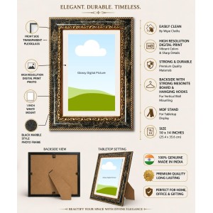 Buddha Decorative Photo Frame With White Mount | Premium Wall & Tabletop Picture Frame | Home, Office & Temple Decoration | 10x14 Inch (Pack Of 1) (F32691)