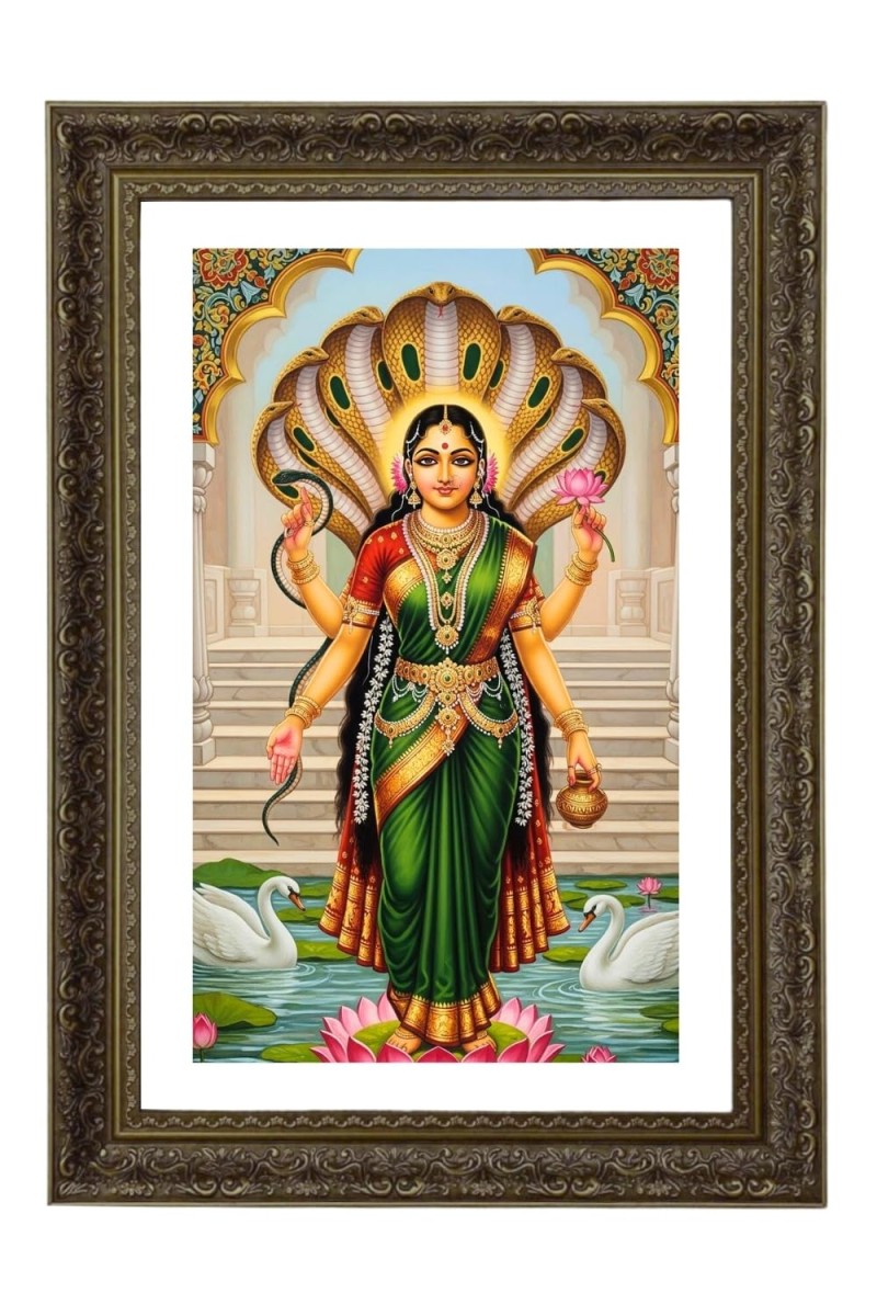 Goddess Manasha Devi Big Photo Frame - 20x28 Inches For Home,Temple & Office Decoration (F11006)