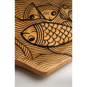 Handcrafted Wooden Serving Tray with Tribal Warli Art Design | Decorative Wooden Platter for Tea, Coffee & Snacks | Multipurpose Serving Tray for Kitchen, Dining & Home DÃ©cor |