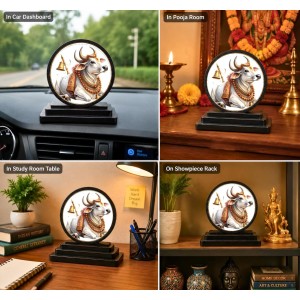 Car Dashboard Wooden Nandi Maharaj Showpiece | 4 X 4.5 Inch Sublimation Printed Decorative Stand | 4 Mm MDF | Home Decor | Made in India (F33569) Car Dashboard Wooden Nandi Maharaj Showpiece | 4 X 4.5 Inch Sublimation Printed Decorative Stand | 4 Mm MDF | Home Decor | Made in India (F33569)