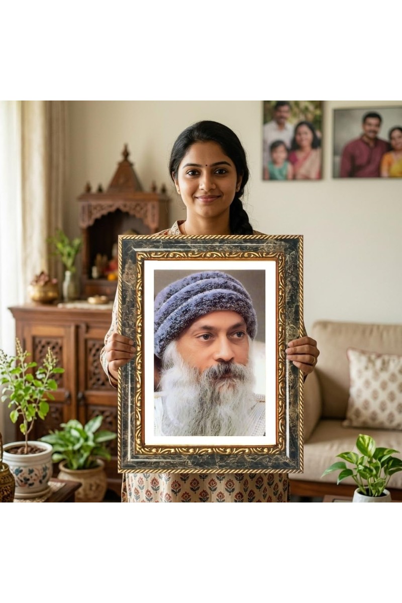 Spiritual Philosopher And Mystic Osho Decorative Photo Frame With White Mount | Premium Wall & Tabletop Picture Frame | Home, Office & Temple Decoration | 8x12 Inch (Pack Of 1) (F31276)