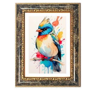 Vibrant Bird Painting Decorative Photo Frame With White Mount | Premium Wall & Tabletop Picture Frame | Home, Office & Temple Decoration | 8x12 Inch (Pack Of 1) (F32368)