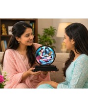 Car Dashboard Wooden Shiva Family Showpiece | 4 X 4.5 Inch Sublimation Printed Decorative Stand | 4 Mm MDF | Home Decor | Made in India (F33370)